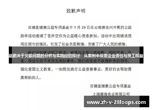 赵鹏关于欠薪问题的分析与实践经验探讨：从案例中反思企业责任与员工权益
